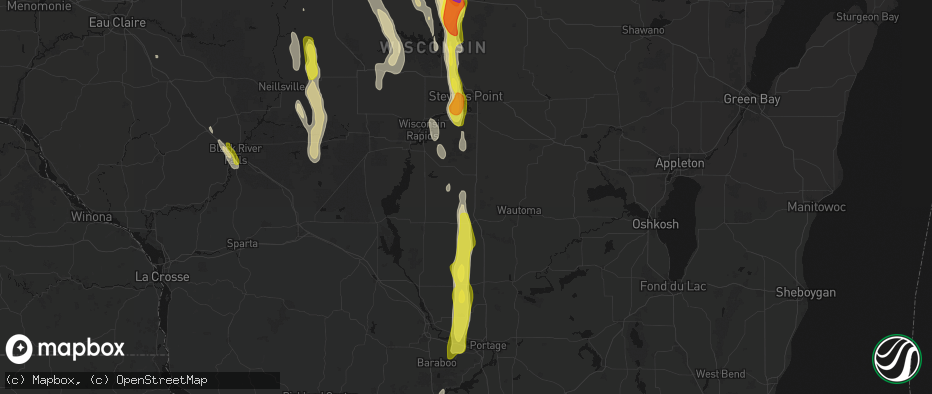 Hail map in Hancock, WI on May 27, 2026