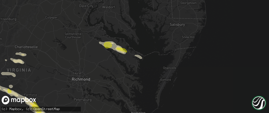 Hail map in Heathsville, VA on May 27, 2026
