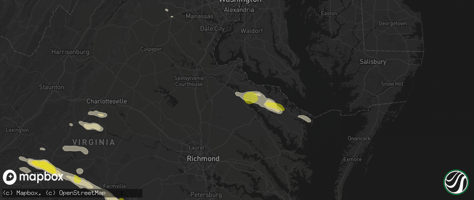 Hail map in Hustle, VA on May 27, 2026