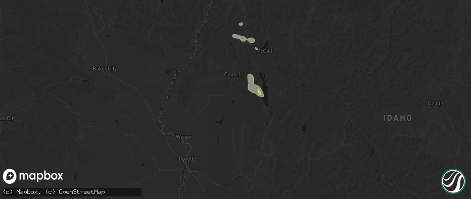 Hail map in Indian Valley, ID on May 27, 2026