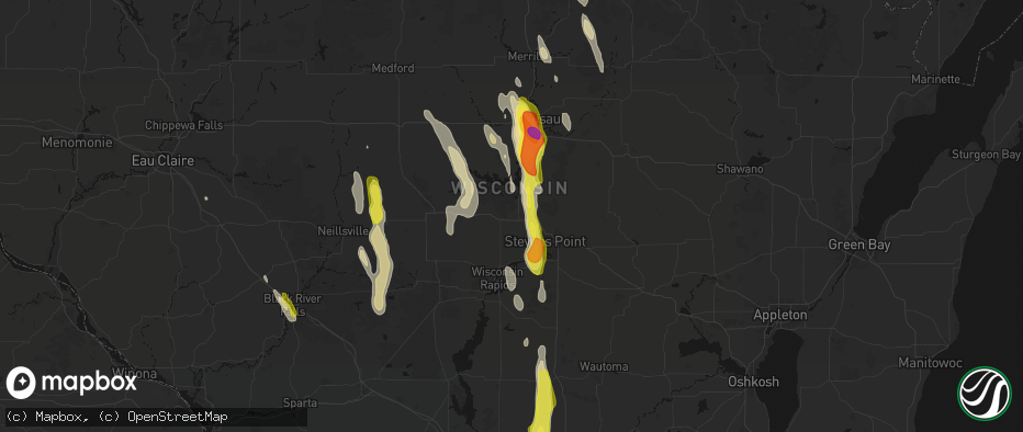 Hail map in Junction City, WI on May 27, 2026