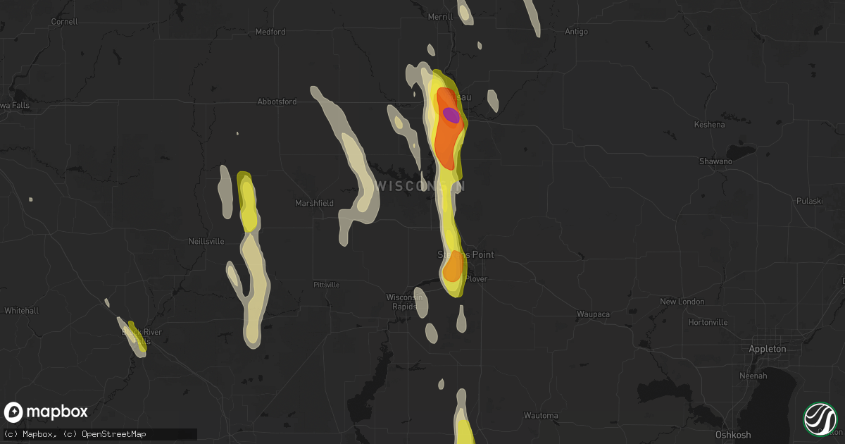 Hail map in Junction City, WI on May 27, 2026