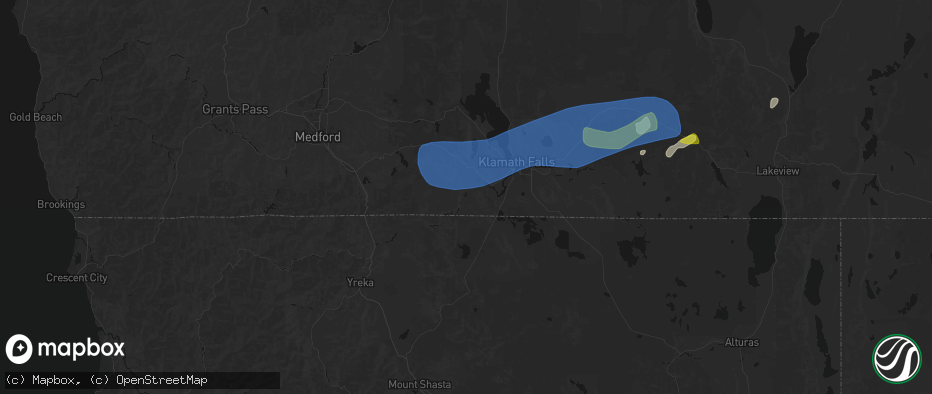 Hail map in Keno, OR on May 27, 2026
