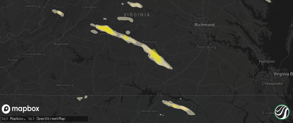 Hail map in Keysville, VA on May 27, 2026