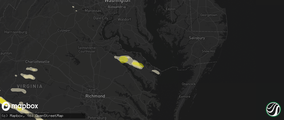 Hail map in Kinsale, VA on May 27, 2026