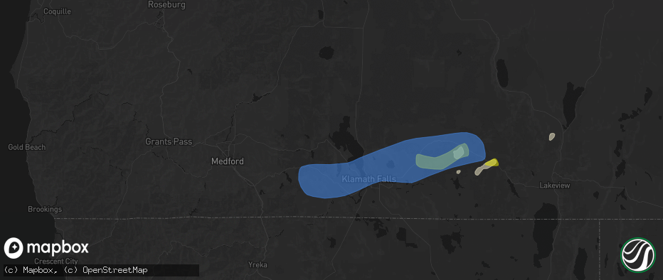 Hail map in Klamath Falls, OR on May 27, 2026