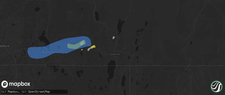 Hail map in Lakeview, OR on May 27, 2026