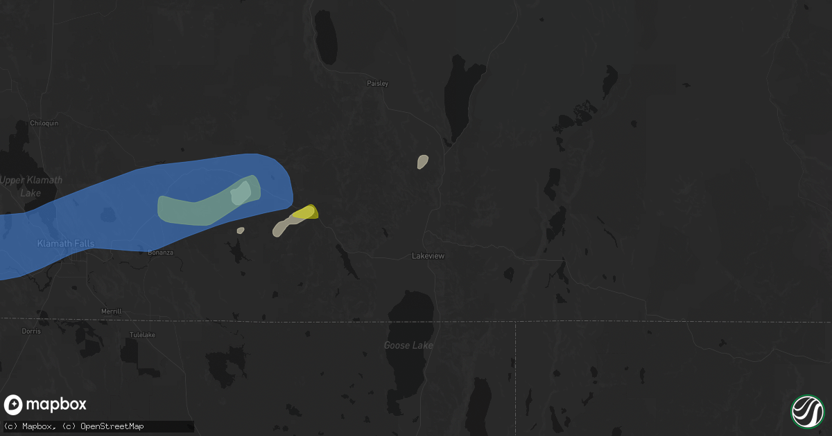 Hail map in Lakeview, OR on May 27, 2026
