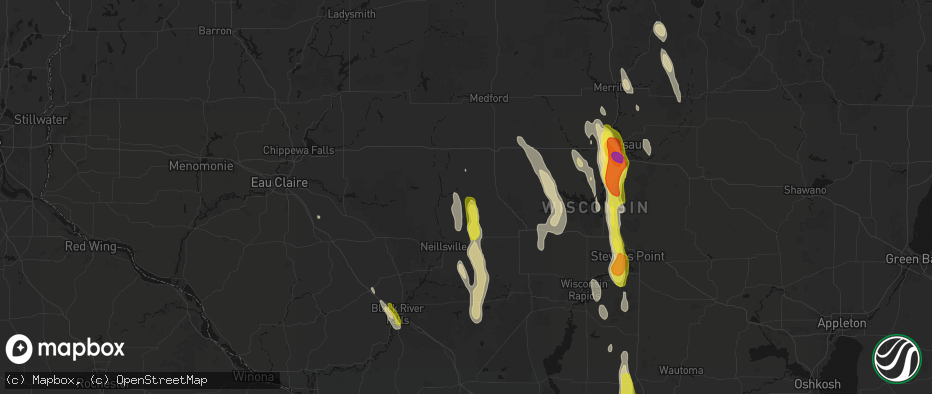 Hail map in Loyal, WI on May 27, 2026