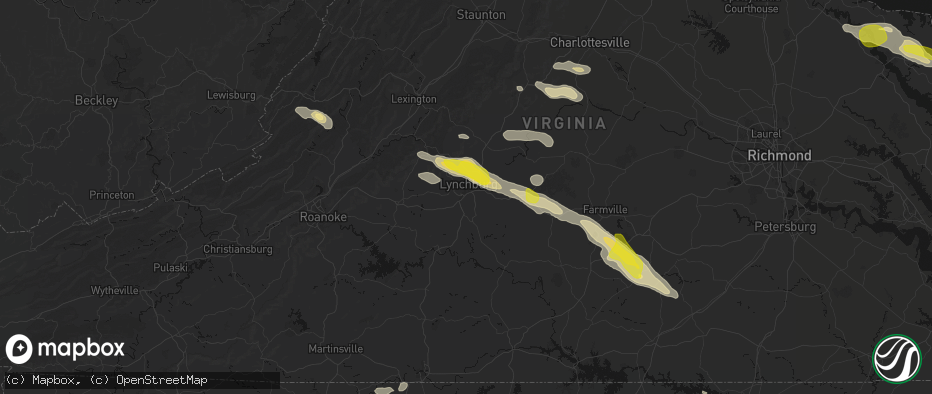 Hail map in Lynchburg, VA on May 27, 2026