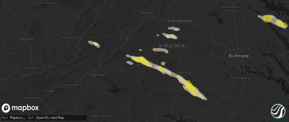 Hail map in Madison Heights, VA on May 27, 2026