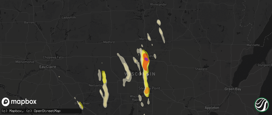 Hail map in Marathon, WI on May 27, 2026
