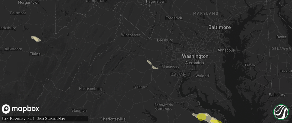 Hail map in Marshall, VA on May 27, 2026