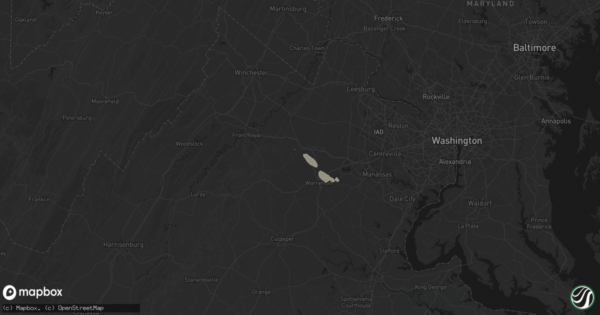 Hail map in Marshall, VA on May 27, 2026