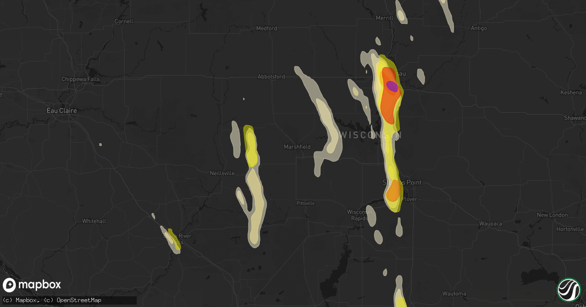 Hail map in Marshfield, WI on May 27, 2026