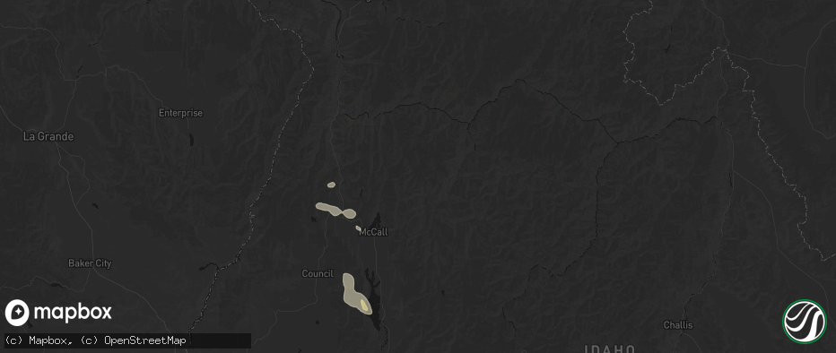 Hail map in Mccall, ID on May 27, 2026