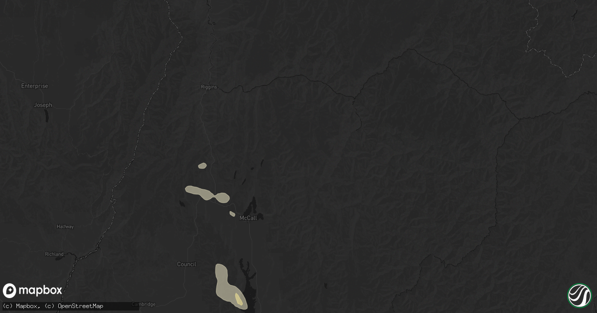 Hail map in Mccall, ID on May 27, 2026