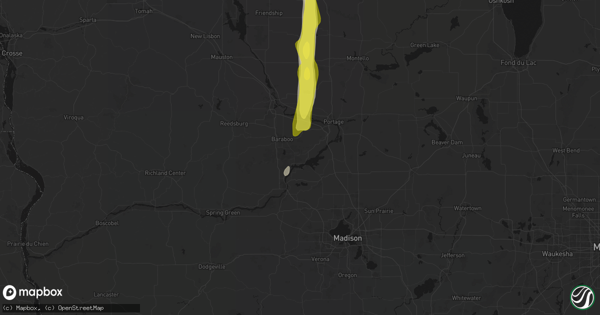 Hail map in Merrimac, WI on May 27, 2026