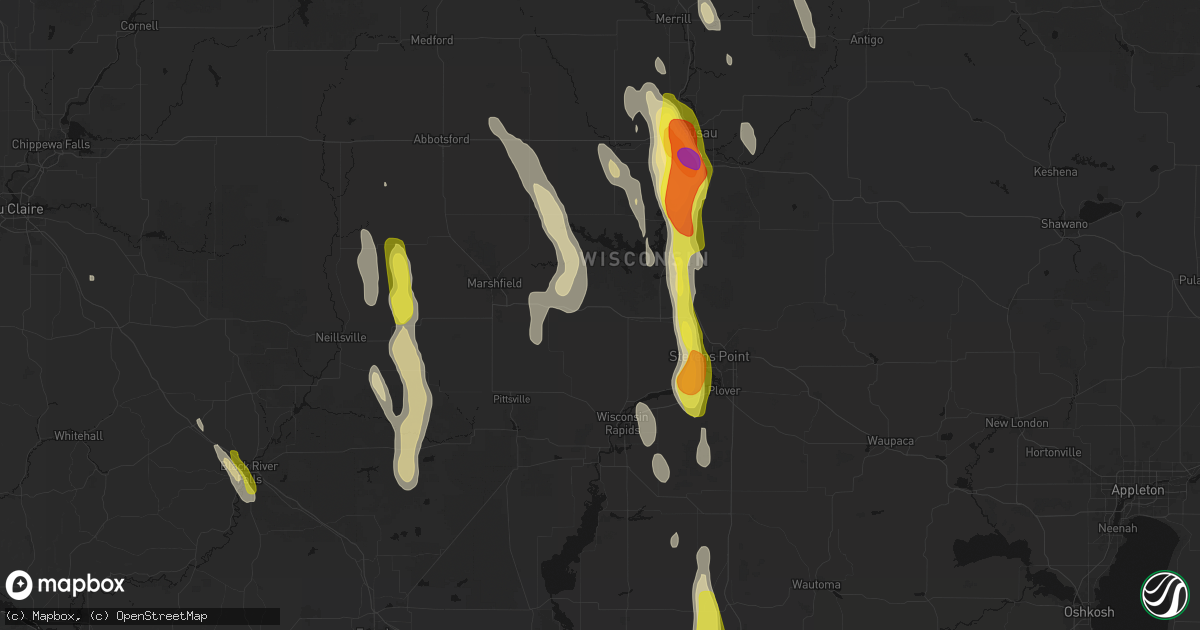 Hail map in Milladore, WI on May 27, 2026