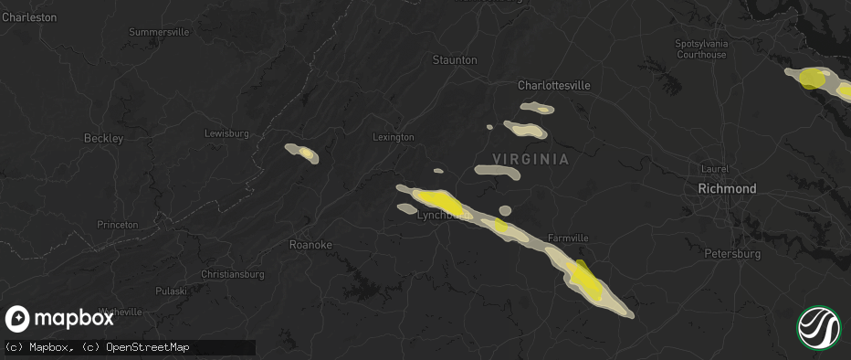 Hail map in Monroe, VA on May 27, 2026