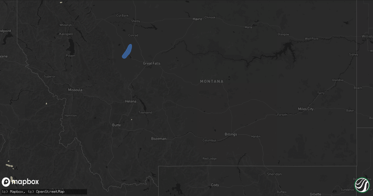 Hail map in Montana on May 27, 2026