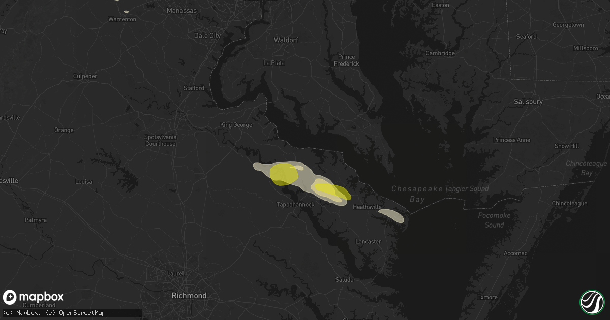 Hail map in Montross, VA on May 27, 2026