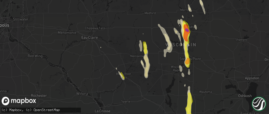 Hail map in Neillsville, WI on May 27, 2026