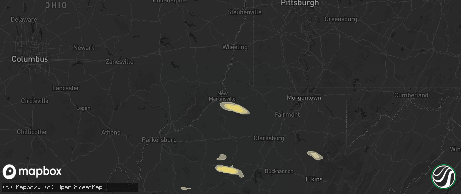Hail map in New Martinsville, WV on May 27, 2026