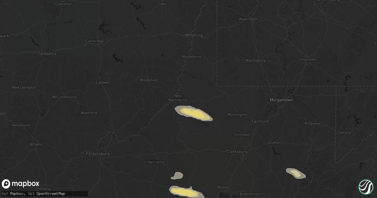 Hail map in New Martinsville, WV on May 27, 2026