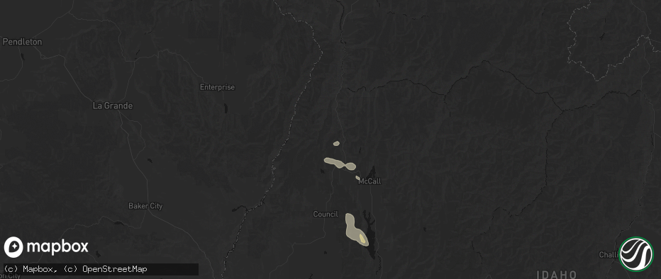 Hail map in New Meadows, ID on May 27, 2026