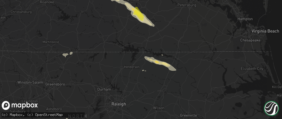 Hail map in Norlina, NC on May 27, 2026