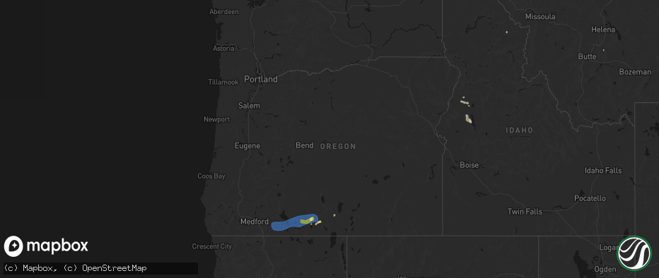 Hail map in Oregon on May 27, 2026