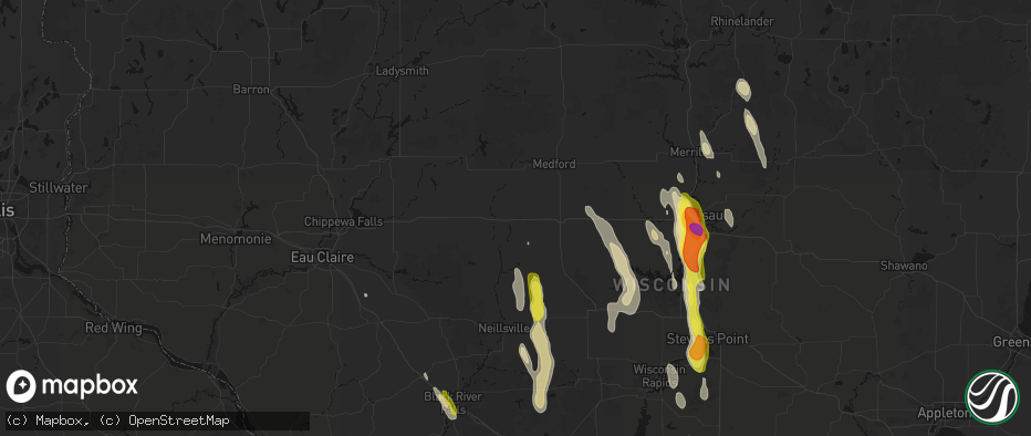 Hail map in Owen, WI on May 27, 2026