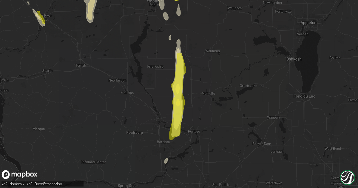 Hail map in Oxford, WI on May 27, 2026
