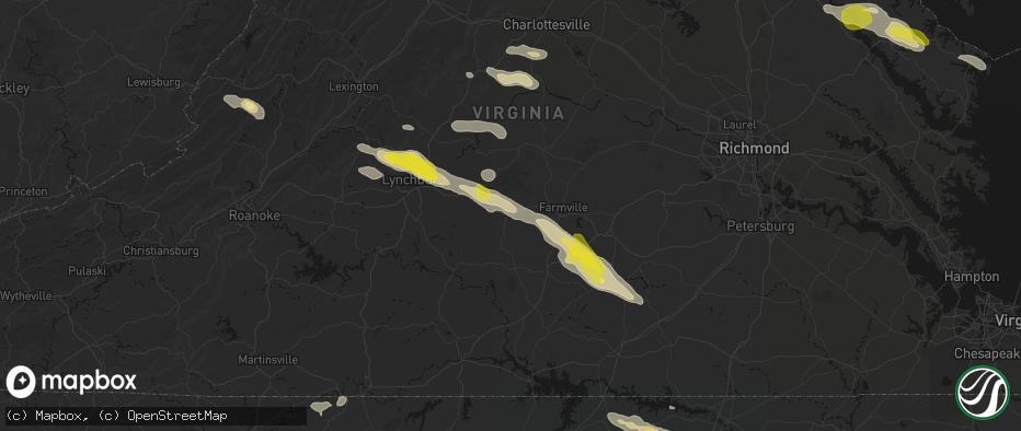 Hail map in Pamplin, VA on May 27, 2026