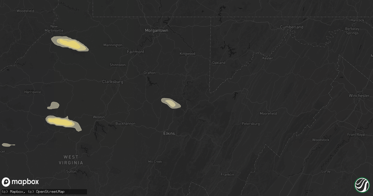 Hail map in Parsons, WV on May 27, 2026