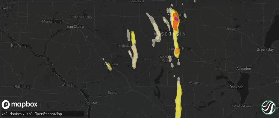 Hail map in Pittsville, WI on May 27, 2026