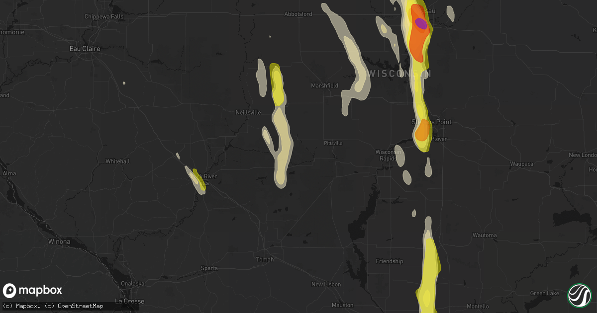 Hail map in Pittsville, WI on May 27, 2026