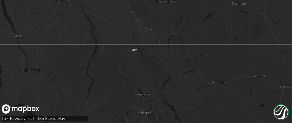 Hail map in Polebridge, MT on May 27, 2026