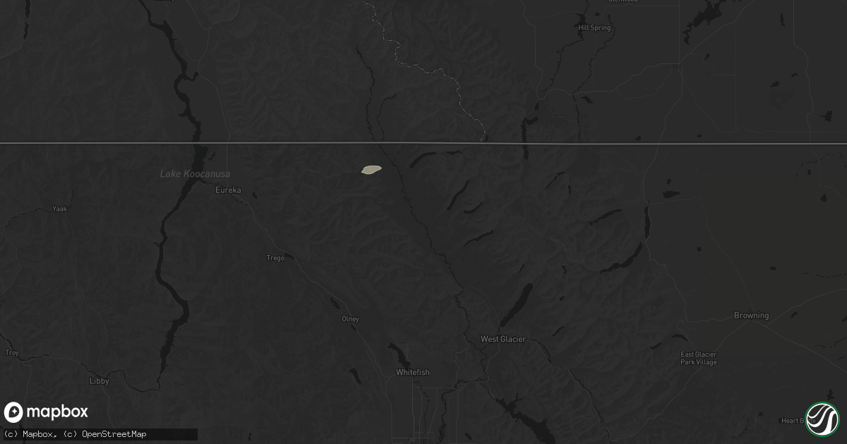 Hail map in Polebridge, MT on May 27, 2026