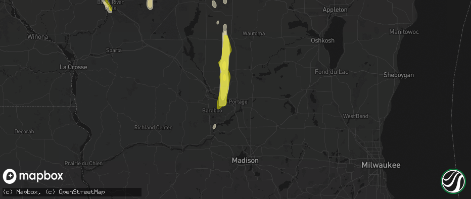 Hail map in Portage, WI on May 27, 2026