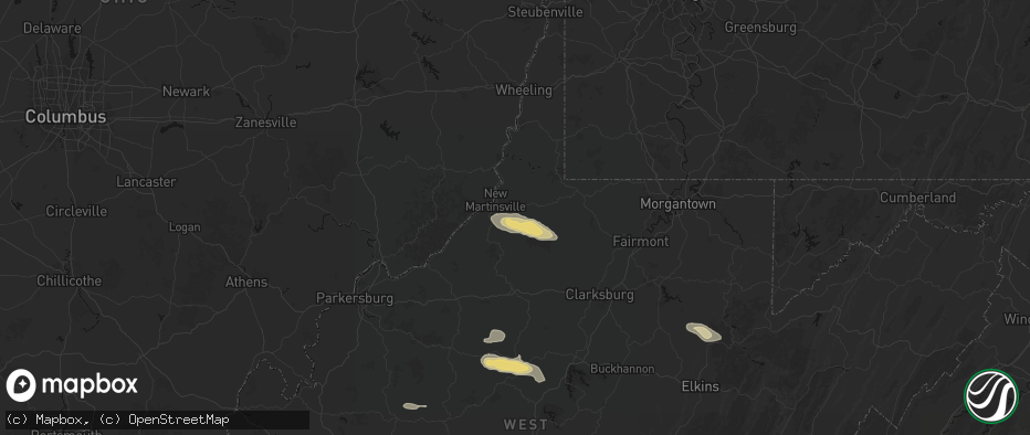 Hail map in Porters Falls, WV on May 27, 2026