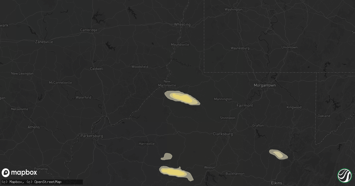 Hail map in Porters Falls, WV on May 27, 2026