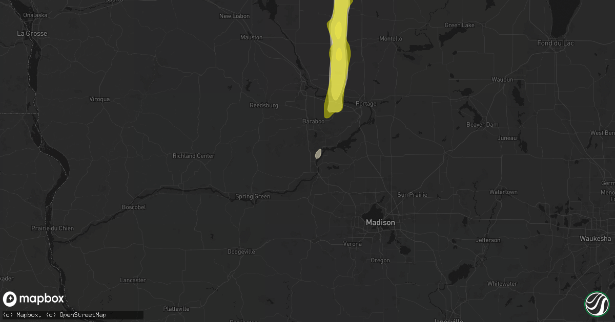 Hail map in Prairie Du Sac, WI on May 27, 2026