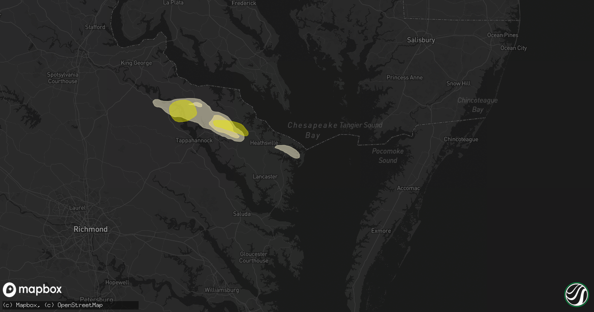 Hail map in Reedville, VA on May 27, 2026