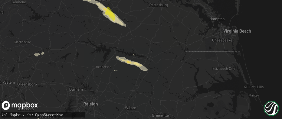 Hail map in Roanoke Rapids, NC on May 27, 2026