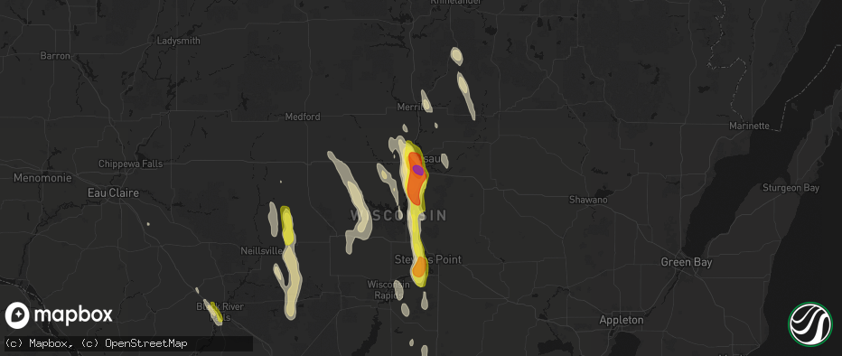 Hail map in Rothschild, WI on May 27, 2026