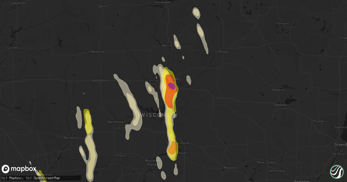Hail map in Rothschild, WI on May 27, 2026