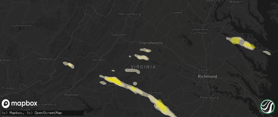 Hail map in Schuyler, VA on May 27, 2026