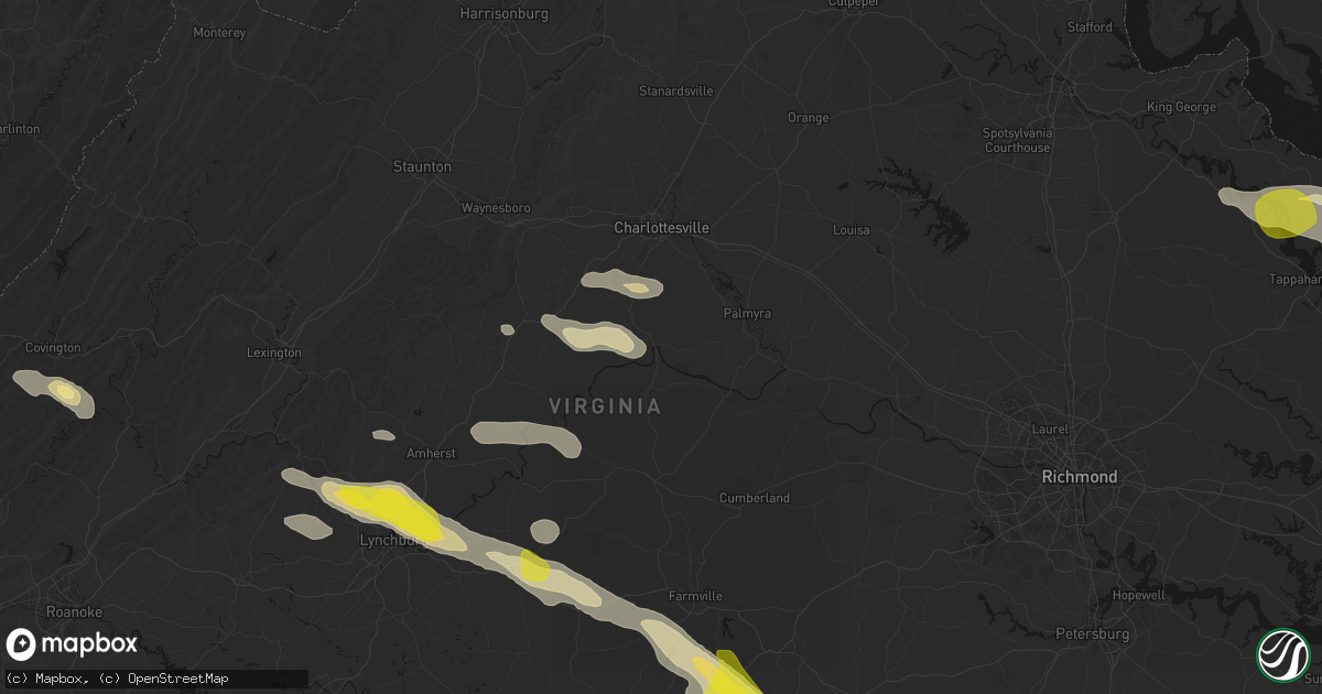 Hail map in Scottsville, VA on May 27, 2026